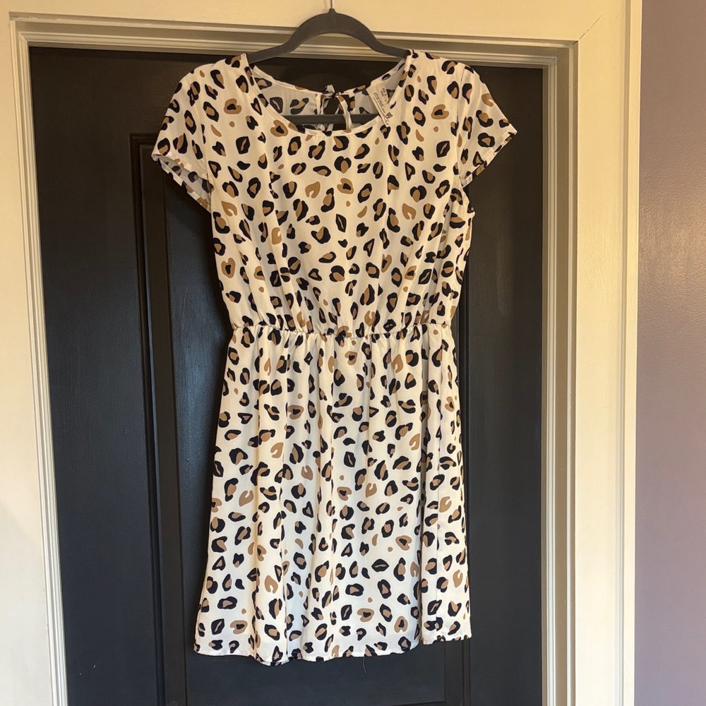 Pink Owl Leopard Print Midi Dress